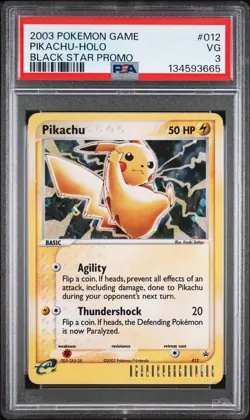 2003 POKEMON BLACK STAR PROMO #012 PIKACHU-HOLO PSA 3 - Image 1