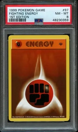 Pokemon 1999 Fighting Energy PSA 8 #97/102 Base Set Near Mint 1st Edition - Image 1