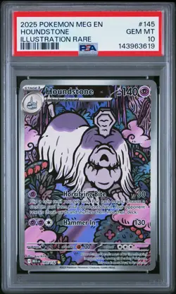 PSA 10 Houndstone 145/132 Pokemon Me01: Mega Evolution Illustration Rare 2025 - Image 1