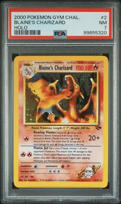 2000 POKEMON GYM CHALLENGE HOLO #2 BLAINE'S CHARIZARD PSA 7 - Image 1