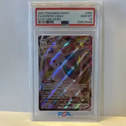 2021 Pokemon Espeon VMAX ultra rare holo 065/203 SWSH07 Evolving Skies PSA 10 - Image 1