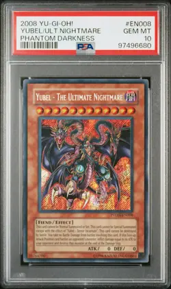 2008 YU-GI-OH! PTDN-PHANTOM DARKNESS #EN008 YUBEL-THE ULTIMATE NIGHTMARE PSA 10 - Image 1