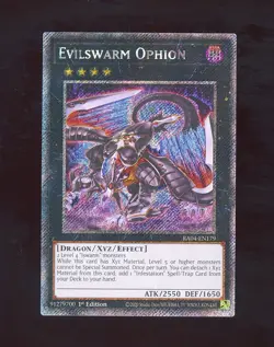 Platinum Secret Rare Evilswarm Ophion RA04-EN179 NM 1st Ed. Yugioh Stampede - Image 1