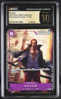 ✨✨ CGC 10 Pristine One Piece Shanks P-104 Promo Jpn - Image 1