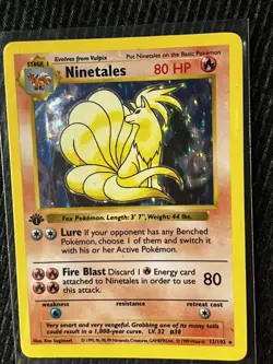 Pokemon Ninetales Shadowless 1st Edition 12/102 Rare Holo Card - Image 1