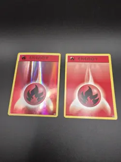 2x Pokemon Fire Energy 92/108 XY Evolution Regular & Reverse Holo Foil Cards Set - Image 1