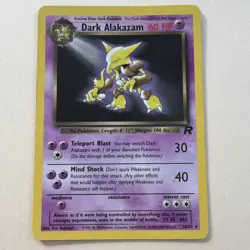 Dark Alakazam 18/82 Rocket Unlimited Rare Non-Holo Pokemon Card Vintage WOTC LP - Image 1