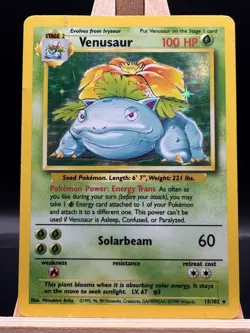 Pokemon TCG Venusaur Base Set Holo Unlimited Rare Card 15/102 1999 WOTC - Image 1