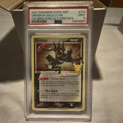 Pokemon Greninja Star Gold Star Promo Holo SWSH144 Sword & Shield 2021 PSA 9 - Image 1