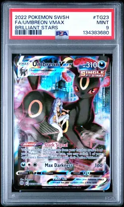 2022 Pokemon SWSH Brilliant Stars Umbreon VMAX Holo Rare #TG23/TG30 PSA 9 - Image 1