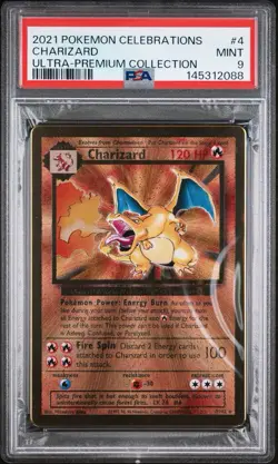2021 Pokemon Celebrations 25th UPC Charizard Gold Metal #4 PSA 9 MINT - Image 1