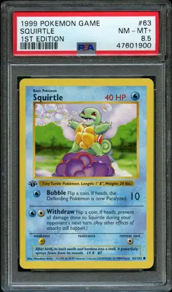 POKEMON 1ST EDITION SQUIRTLE #63 | PSA 8.5 NM - MINT | BASE SET 1999 - Image 1
