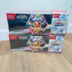 2 X POKEMON TCG PRISMATIC EVOLUTIONS SAMS CLUB BUNDLE SURPRISE BOX + BOOSTER NEW - Image 1