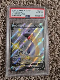 Pokemon Lapras V SV110/SV122 Shining Fates Shiny Vault Full Art Holo PSA 10 - Image 1