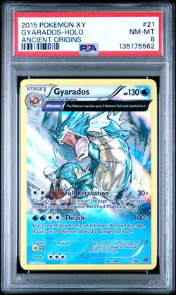 2015 POKEMON XY ANCIENT ORIGINS #21 GYARADOS-HOLO PSA 8 - Image 1