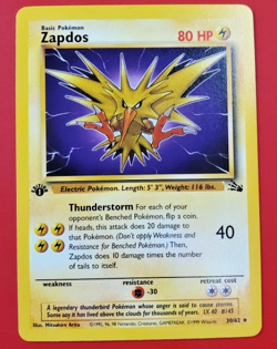Zapdos 30/62 1st Edition Fossil Non-Holo Rare Pokemon TCG WOTC 1999 - Image 3