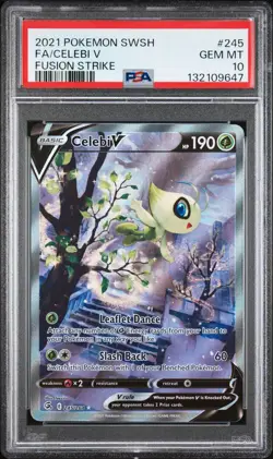 2021 POKEMON SWORD & SHIELD FUSION STRIKE #245 FULL ART/CELEBI V PSA 10 - Image 1