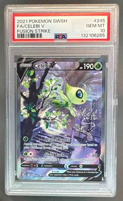132106265 Celebi V 2021 Pokemon Sword & Shield Fusion Strike #245/264 PSA 10 - Image 1