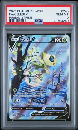 2021 POKEMON SWORD & SHIELD FUSION STRIKE #245 FULL ART/CELEBI V PSA 10 - Image 1