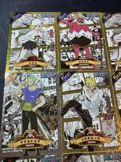 One Piece Set of 9 Ultra Rare Premium Foiled Collectible Anime Gold Cards - Image 2