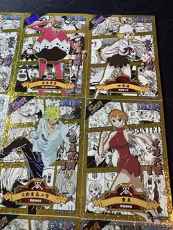 One Piece Set of 9 Ultra Rare Premium Foiled Collectible Anime Gold Cards - Image 3
