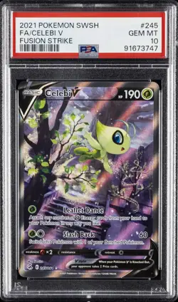 2021 POKEMON SWORD & SHIELD FUSION STRIKE #245 FULL ART/CELEBI V PSA 10 - Image 1