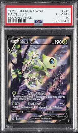 2021 POKEMON SWORD & SHIELD FUSION STRIKE #245 FULL ART/CELEBI V PSA 10 - Image 1