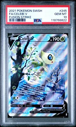 2021 POKEMON SWORD & SHIELD FUSION STRIKE #245 FULL ART/CELEBI V PSA 10 - Image 1