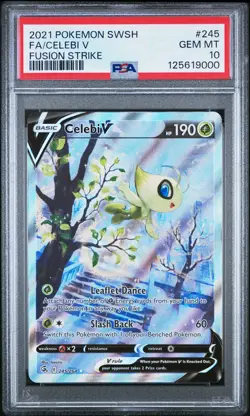 2021 POKEMON SWORD & SHIELD FUSION STRIKE #245 FULL ART/CELEBI V PSA 10 - Image 1