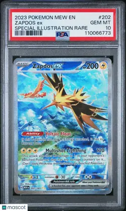 Zapdos EX Special Illustration Rare PSA 10 202/165 2023 Pokemon Mew EN 151 - Image 1