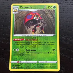 Orbeetle 019/202 Pokemon Sword & Shield Base Set Reverse Holo Rare Card NM - Image 1