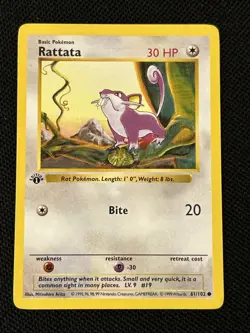 Pokemon Rattata 061/102 (1st Edition) (Shadowless) Never Played *Near Mint*￼ - Image 1