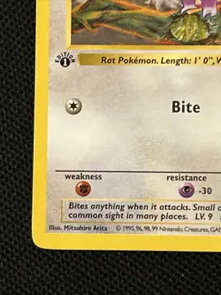 Pokemon Rattata 061/102 (1st Edition) (Shadowless) Never Played *Near Mint*￼ - Image 2