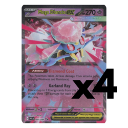4x Mega Diancie ex - 041/094 - ME02: Phantasmal Flames (PFL) Pokemon Playset x4 - Image 1
