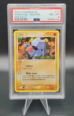 PSA 8 NM-MT Pokemon Nosepass EX Emerald Reverse Rev Holo Foil Rare #17 - Image 1
