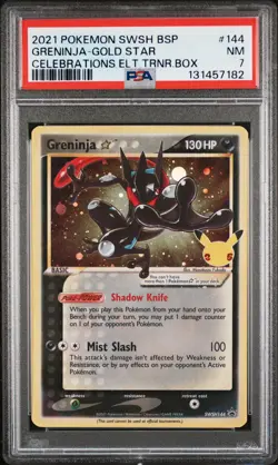 2021 POKEMON SWSH BLACK STAR PROMO #144 GRENINJA-GOLD STAR PSA 7 - Image 1