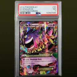 2014 POKEMON XY PHANTOM FORCES #35 M GENGAR EX PSA 7 - Image 1