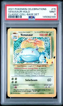 Pokemon PSA 9 MINT Celebrations Venusaur 15/102 Base Set RARE - Image 1