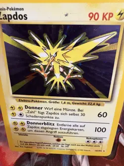 Zapdos 16/102 Base Set Holo German WOTC Vintage Pokemon Card MP - Image 2