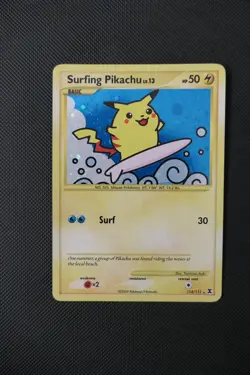 Pokemon TCG Surfing Pikachu Rising Rivals 114/111 Holo Secret Rare Card 2009 - Image 1