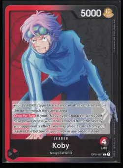 Koby (001) OP11-001 One Piece A Fist of Divine Speed Leader Near Mint - Image 1