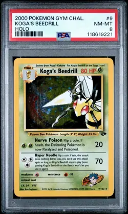 Pokemon Kogas Beedrill Holo 9/132 Gym Challenge NM-MINT PSA 8 - Image 1