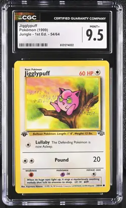 CGC 9.5 MINT+ Jigglypuff 1999 Jungle 1st Edition 54/64 Pokemon Card - Image 1