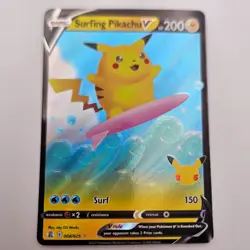 Surfing Pikachu V Full Art Holo Celebrations 008/025 NM Pokemon TCG - Image 1