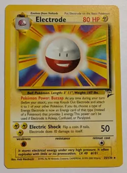 Pokemon TCG Electrode 25/130 Non-Holo Rare Base Set 2 Pokemon Card WOTC - Image 1