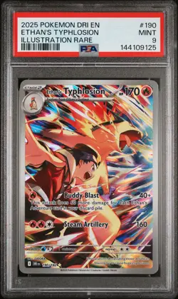 2025 POKEMON DRI EN-DESTINED RIVALS ILLUSTRATION RARE ETHAN'S TYPHLOSION PSA 9 - Image 1