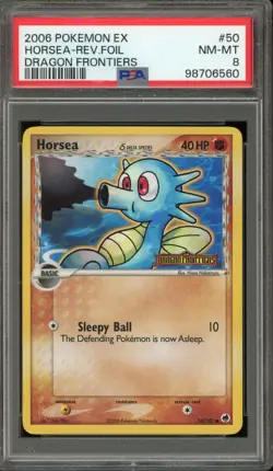 Pokemon Horsea EX Dragon Frontiers Reverse Holo #50 PSA 8 - Image 1