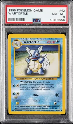 1999 POKEMON GAME #42 WARTORTLE PSA 8 - Image 1