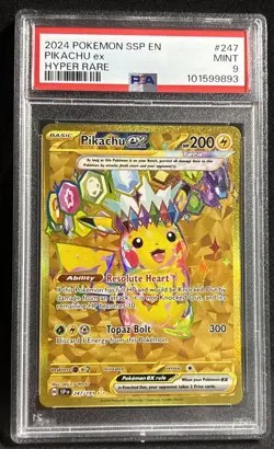 2024 POKEMON SSP EN-SURGING SPARKS HYPER RARE #247 PIKACHU EX PSA 9 - Image 1