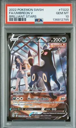 2022 POKEMON SWORD & SHIELD BRILLIANT STARSFULL ART/UMBREON V TG22 PSA 10 GEM MT - Image 1